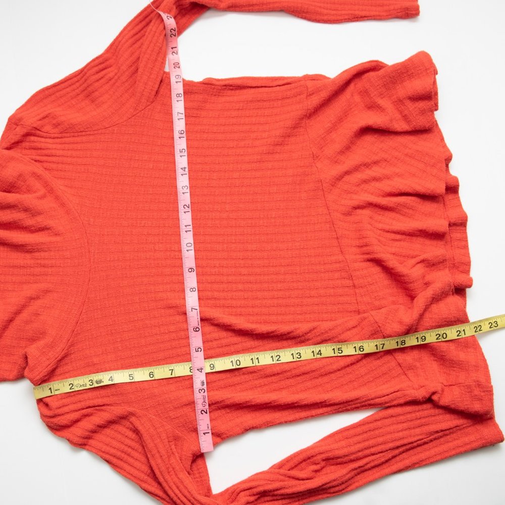 Maeve Anthropologie Addie Pullover Long Sleeve Ruffled Hacci Orange Size Large - Picture 7 of 7